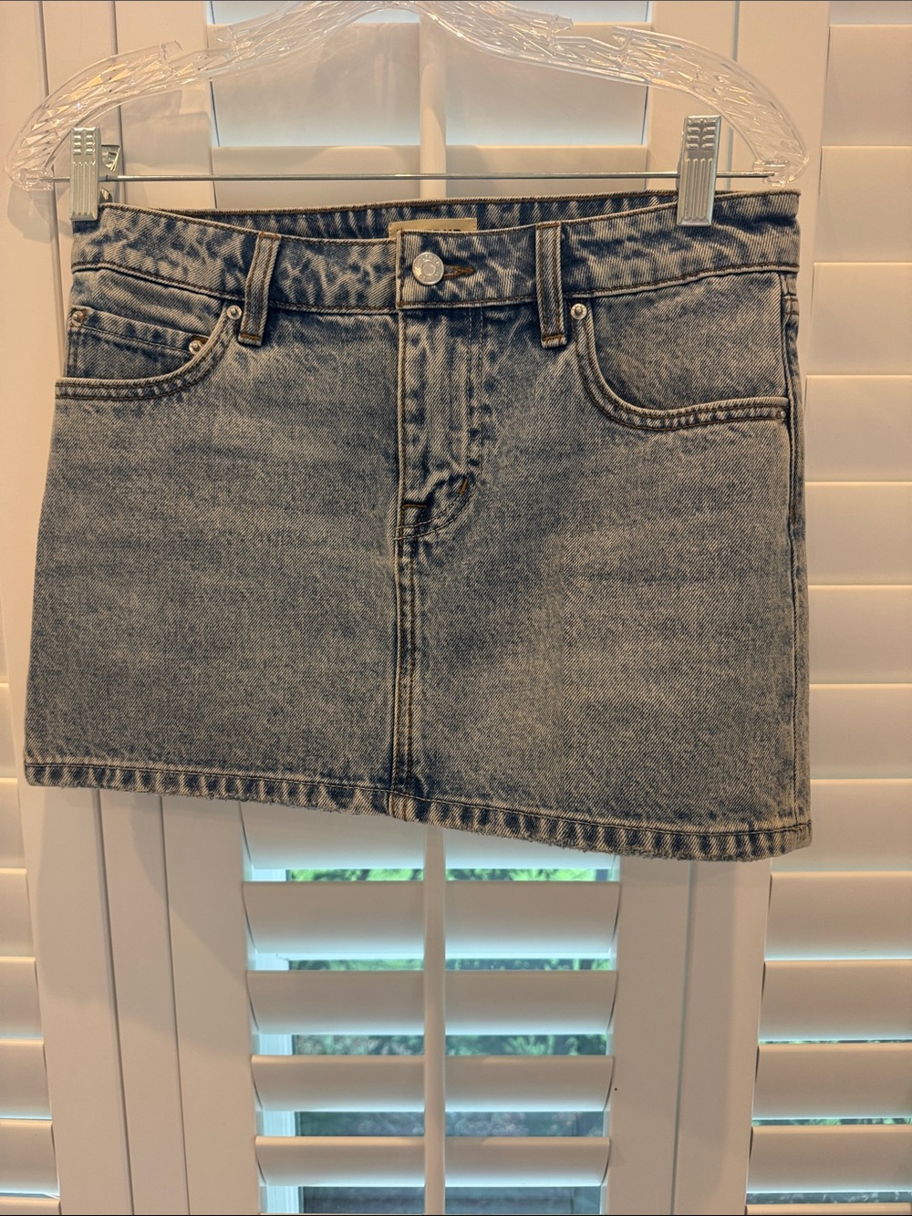 GRLFRND Light Wash Denim Mini Skirt